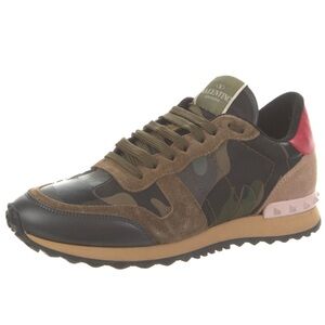 VALENTINO Rockstud Accents Camo Printed Sneakers Shoes